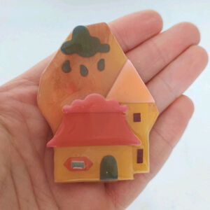 Vintage House Pins By Lucinda 3D Dog Cat Paw Print Pink Yellow Blue